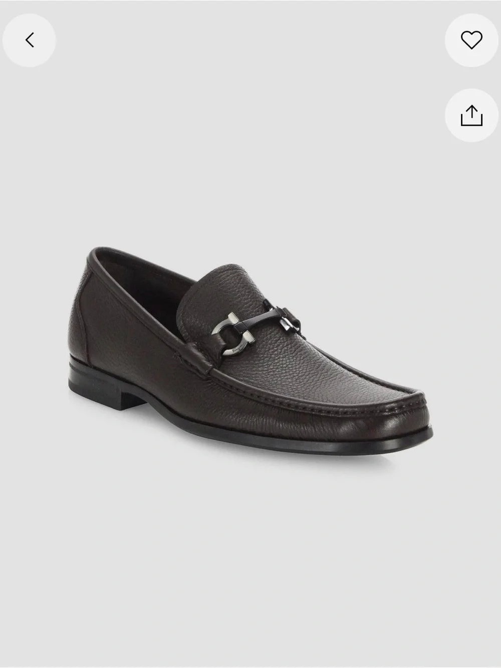 Salvatore Ferragamo Black Pebble Leather Bit Loafers
